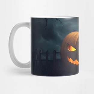 Halloween Jack O Lantern Pumpkin in Grave Mug